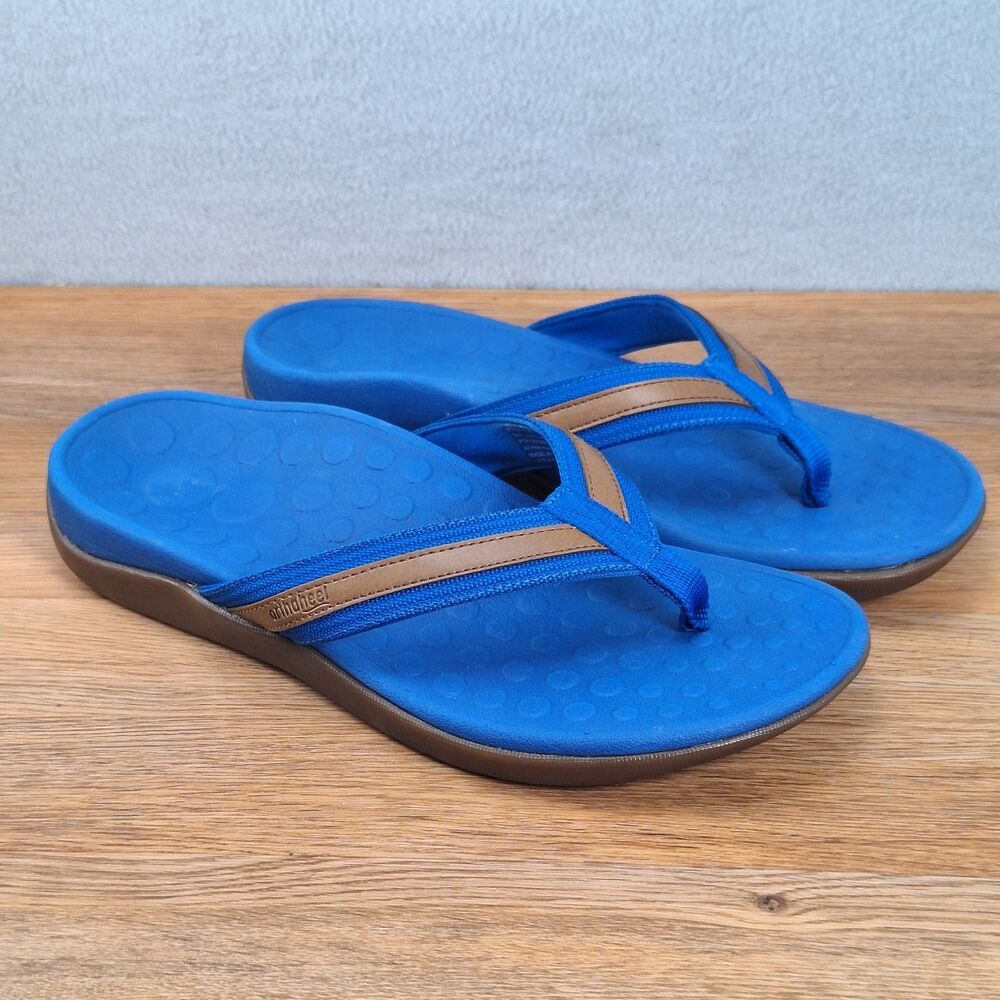 Orthaheel Tide Women's 7 EU 38 Thong Flip Flop Sandals Cobalt Blue Perforated